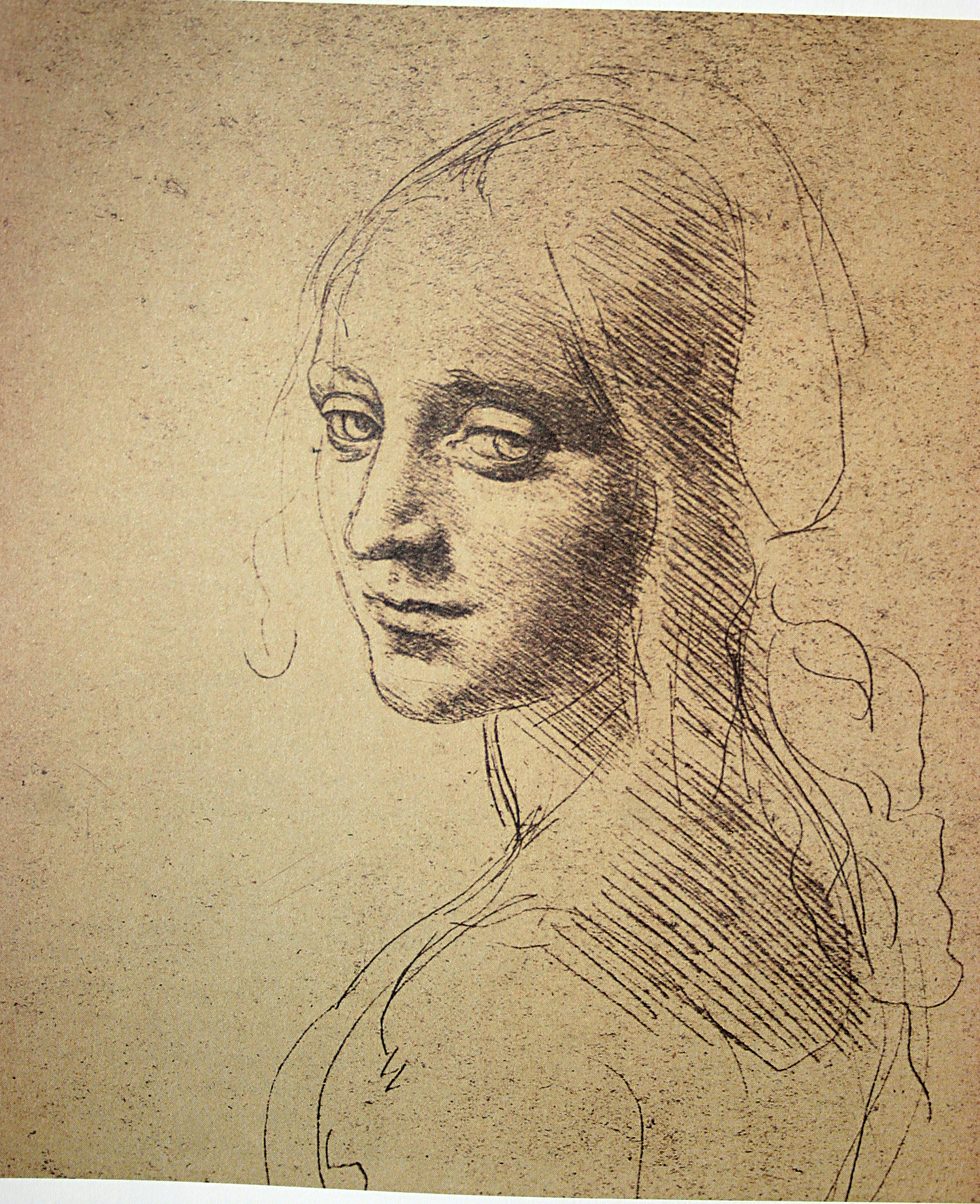 La Scapigliata by Leonardo da Vinci, earth pigments and white lead on panel, c. 1506-1508