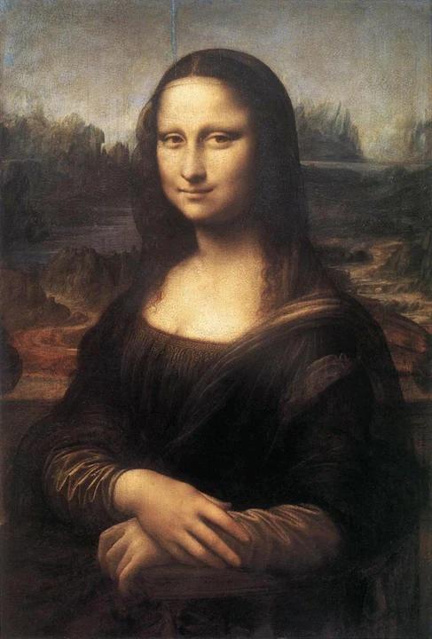 Mona Lisa, Leonardo's seated portrait with a distant landscape