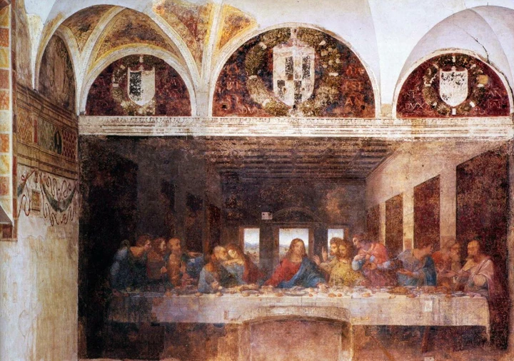The Last Supper on the refectory wall in Milan