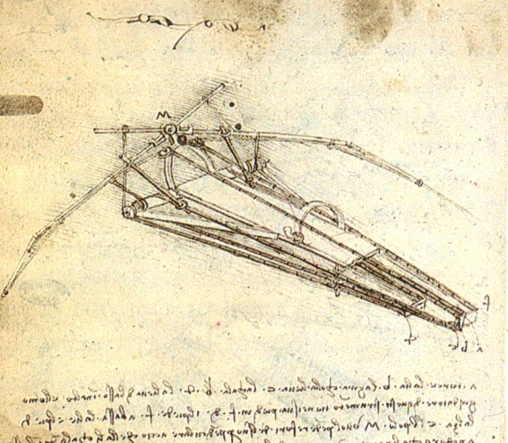 Leonardo's drawing of a proposed flying mechanism